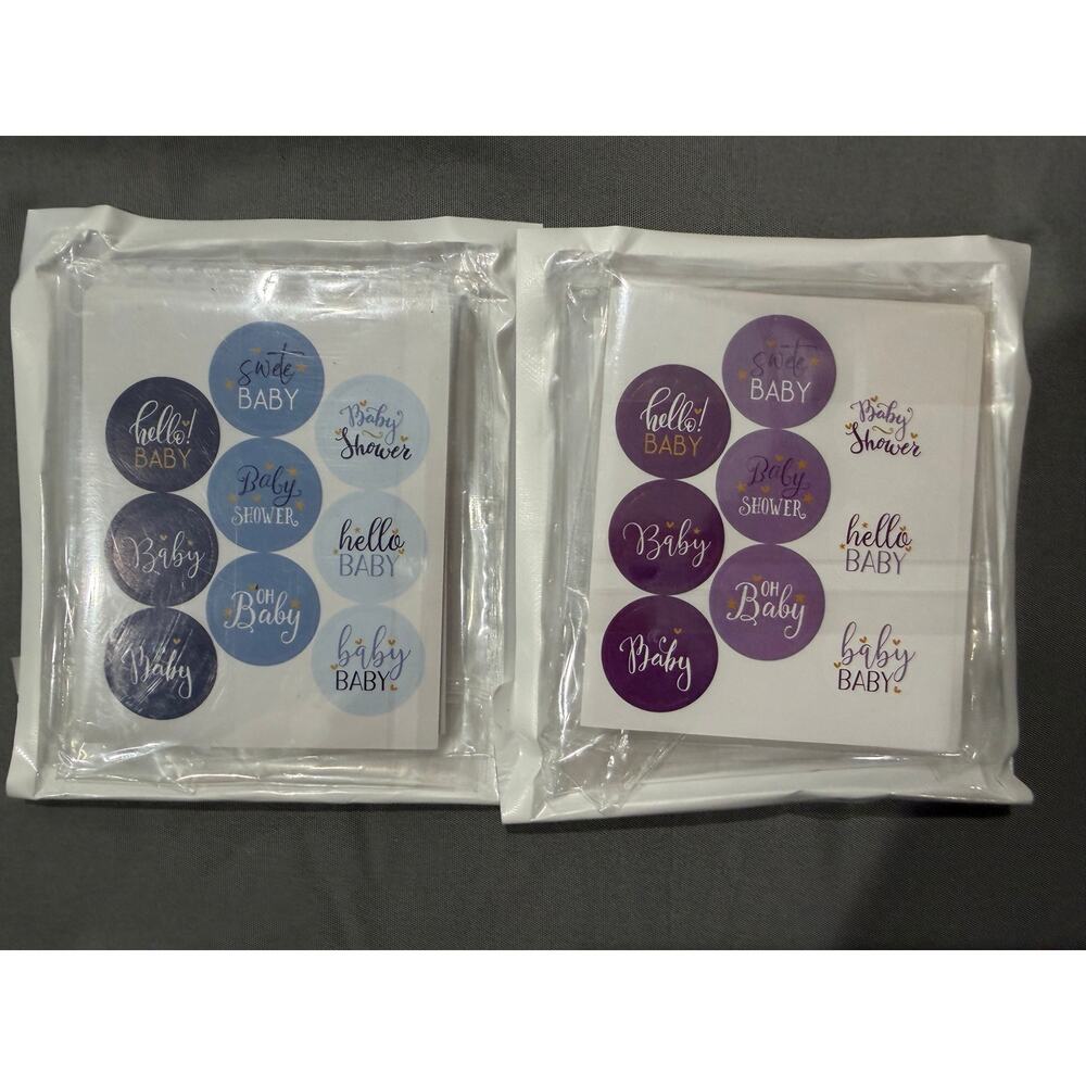 Nextpal 360 Ct Baby Shower Stickers 2 Pk Blue & Purple Party Labels NWT